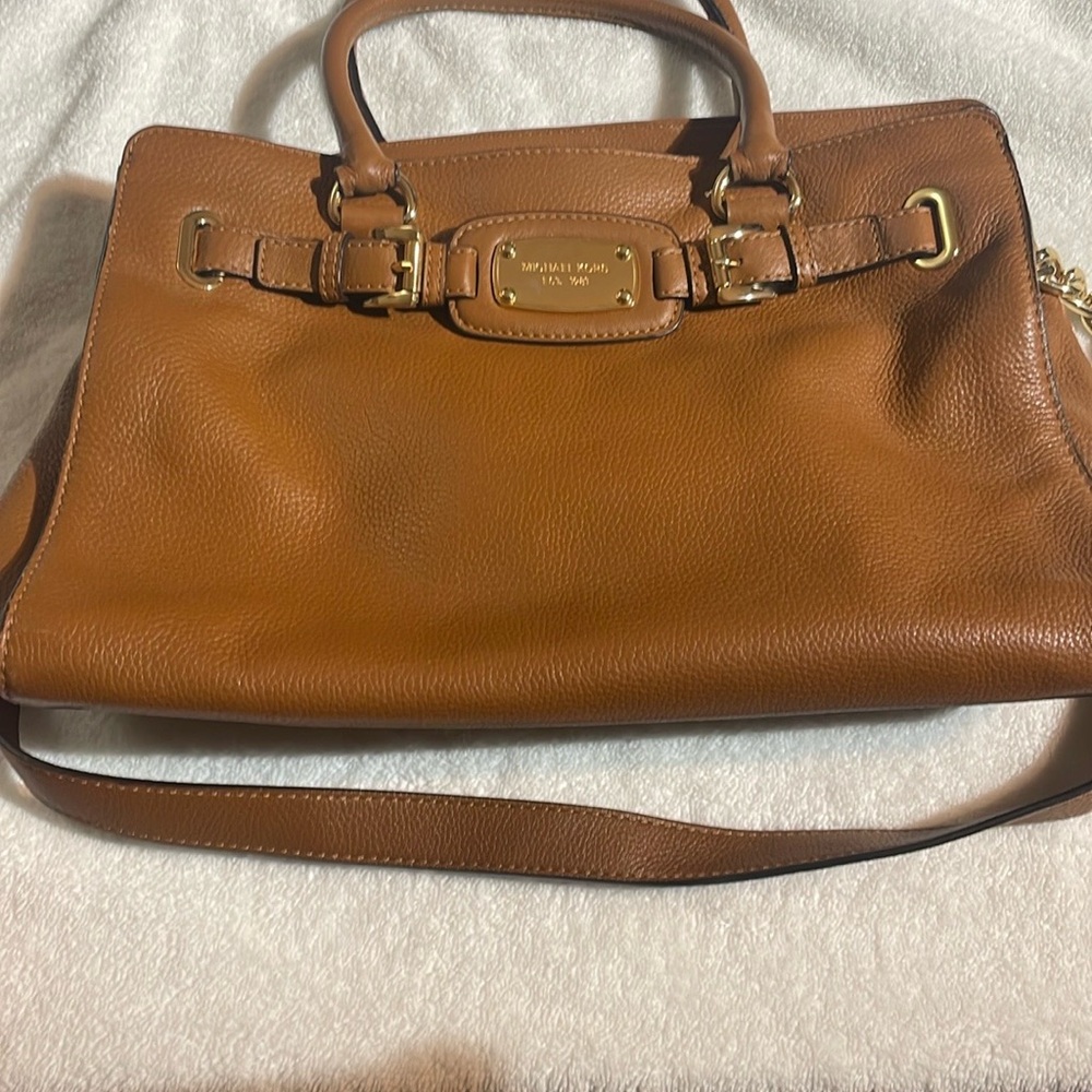 Michael Kors Brown Leather Satchel with Gold Hardware